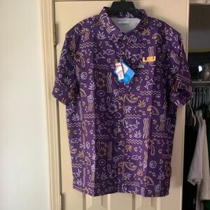 Columbia Purple & Gold Short-Sleeve Polo with Graphic Print